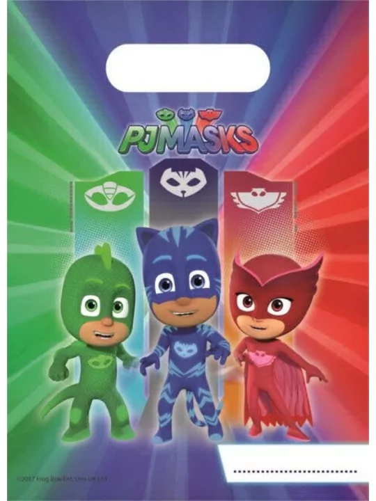 6 Sachets Surprise plastique 24cm PJMASKS Art de la table