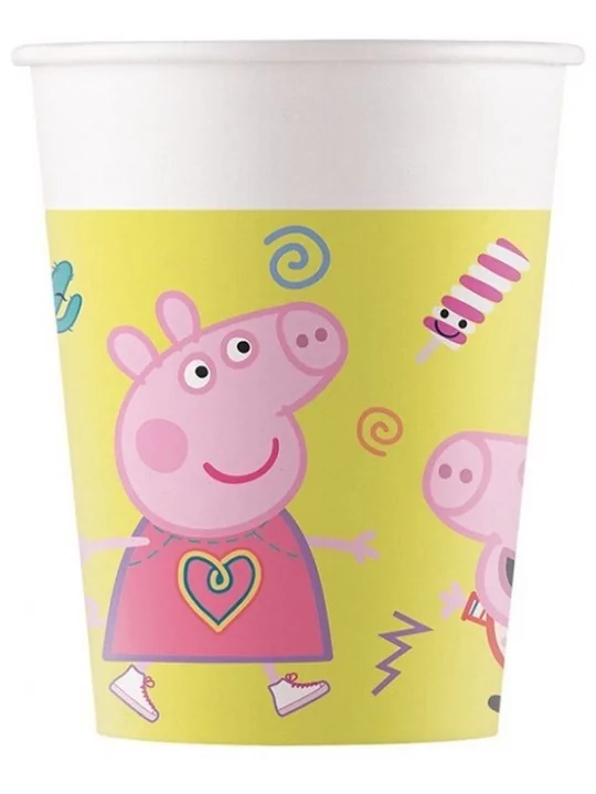 8 Kartonbecher Peppa Pig 20cl Geschirr und Servietten