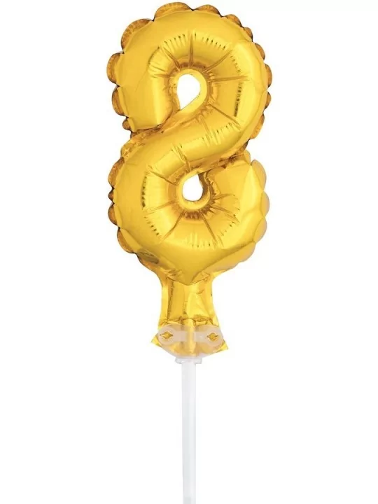 Ballon alu 12cm Chiffre or 8 Ballons alu