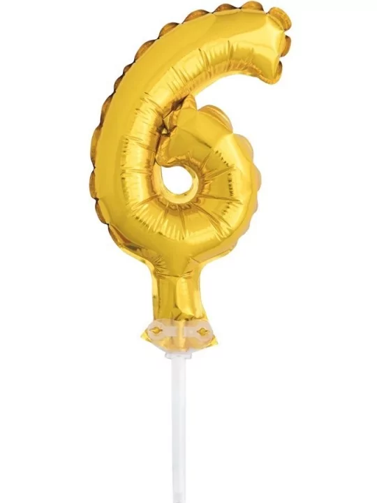 Ballon alu 12cm Chiffre or 6 Ballons alu