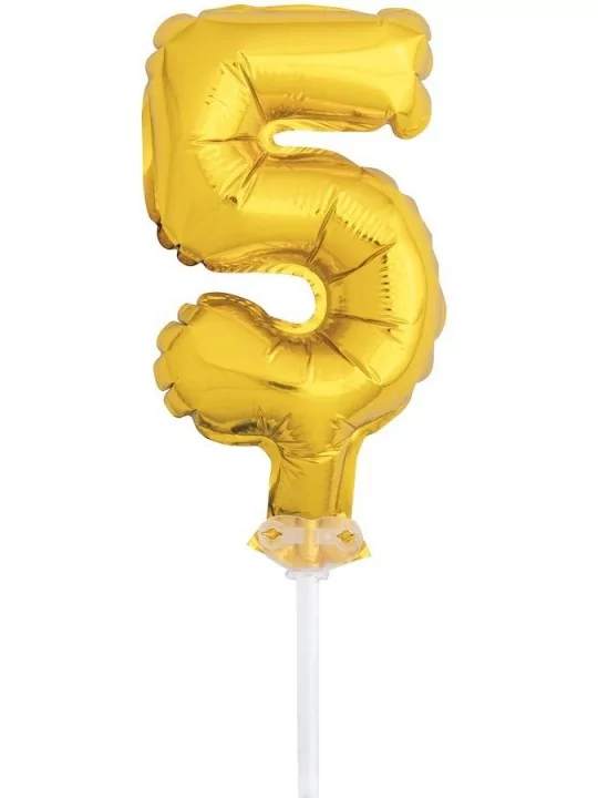 Ballon alu 12cm Chiffre or 5 Ballons alu