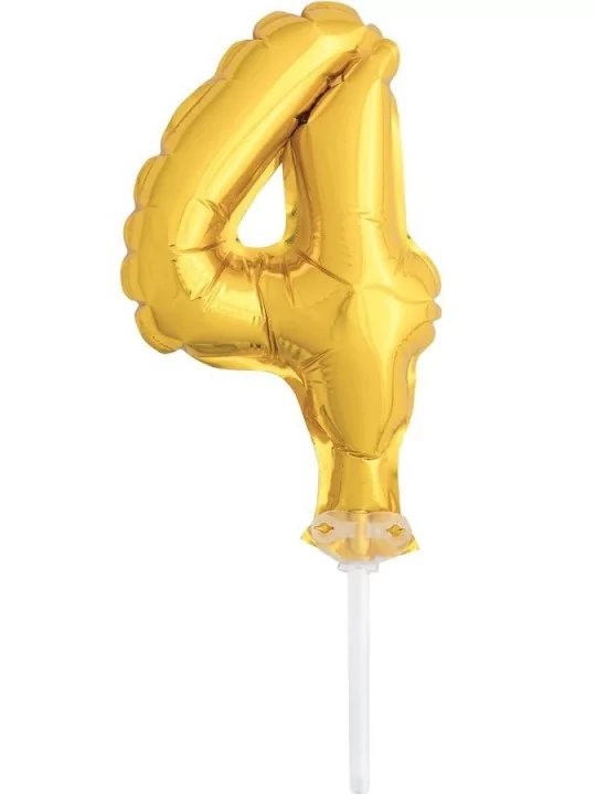 Ballon alu 12cm Chiffre or 4 Ballons alu