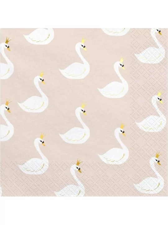 20 Serviettes 33cm Lovely Swan Art de la table