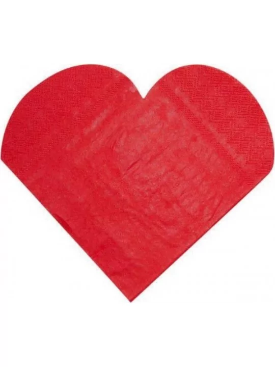 20 Serviettes coeur 19 x 17cm / 31.7 x 31.7cm rouge Saint Valentin