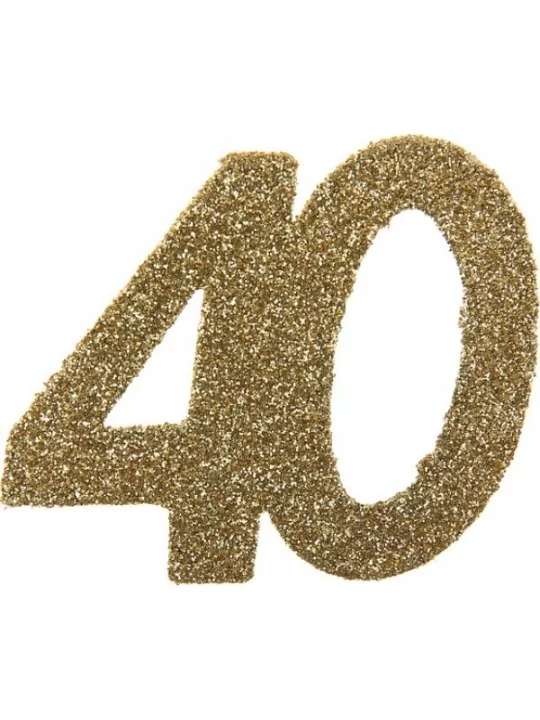 6 Konfetti Glitter Geburtstag 6cm Gold 40 Ans- Gedeckter Tisch