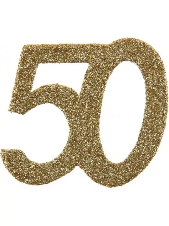 6 Konfetti Glitter Geburtstag 6cm Gold 50 Ans- Gedeckter Tisch