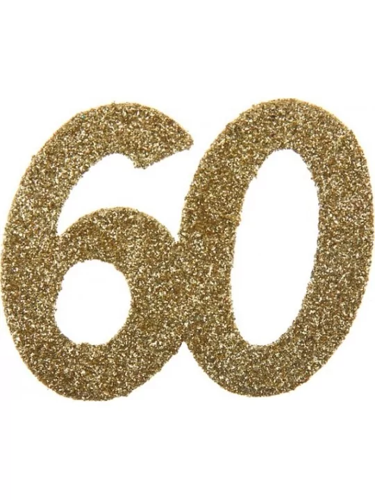 6 Konfetti Glitter Geburtstag 6cm Gold 60. Gedeckter Tisch