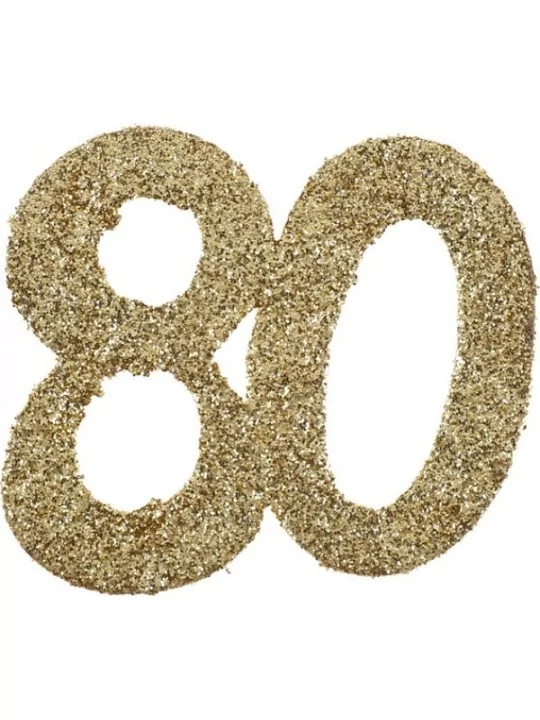 6 Konfetti Glitter Geburtstag 6cm Gold 80 Jahre Streudeko