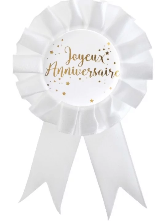 Cocarde -Joyeux Anniversaire- Metall 15cm Gold Festartikel