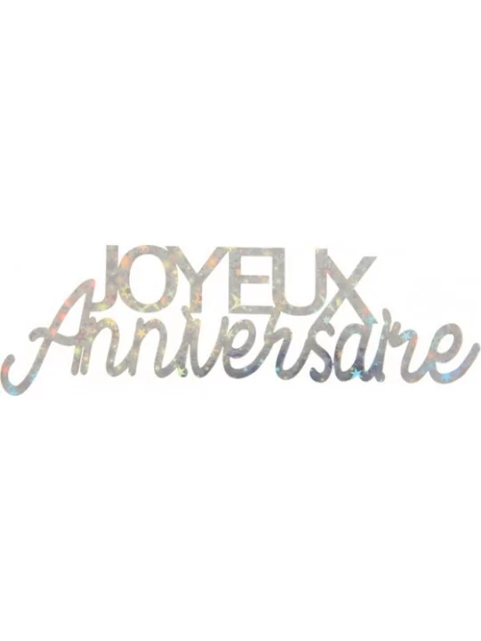 2 Découpes -Joyeux Anniversaire- holographique 13cm Argent Art de la table