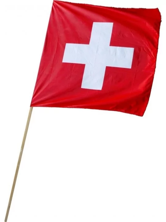 Schweizer Flagge 30x30cm mit Holzstab 60cm Wanddekoration