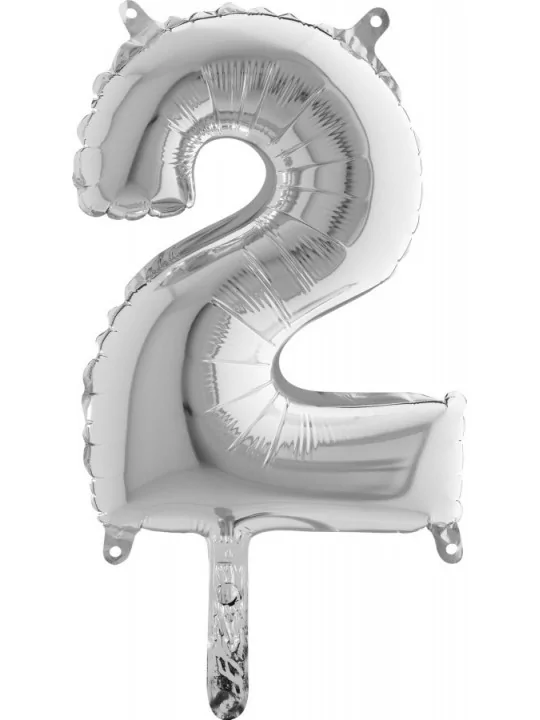 Petit Ballon alu Chiffre argent -2- 30cm Ballons alu