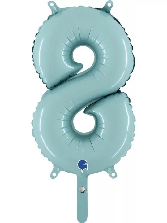 Kleiner Zahlenballon 30cm pastellblau -8- Folienballons