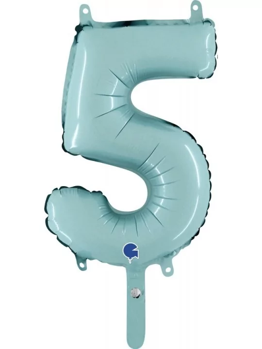 Kleiner Zahlenballon 30cm pastellblau -5- Folienballons