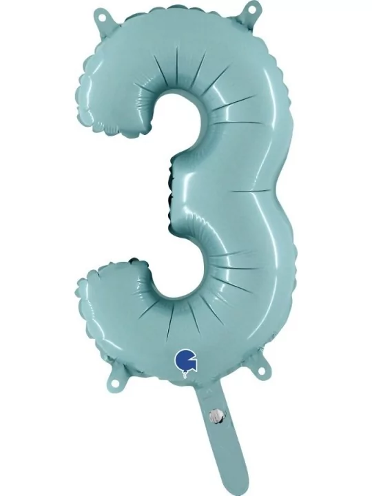 Kleiner Zahlenballon 30cm pastellblau -3- Folienballons