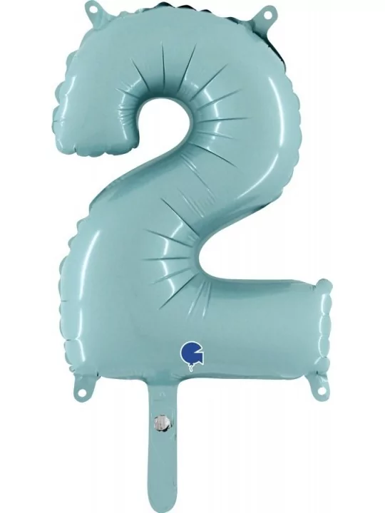 Kleiner Zahlenballon 30cm pastellblau -2- Folienballons