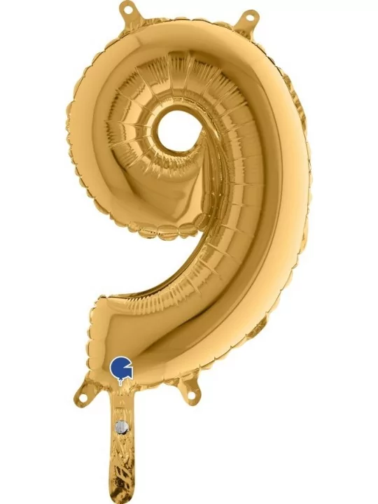 Kleiner Zahlenballon 30cm Gold -9- Folienballons