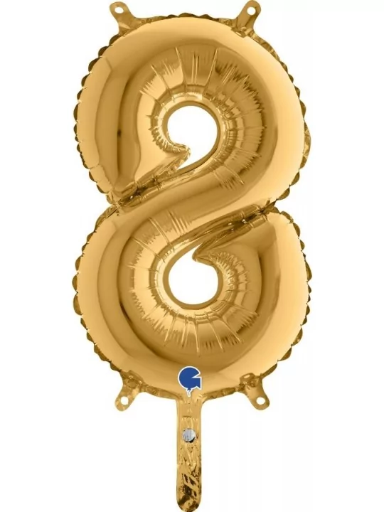 Kleiner Zahlenballon 30cm gold -8- Folienballons