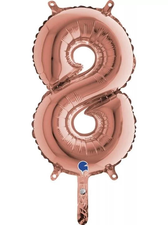 Kleiner Zahlenballon 30cm rosa gold -8- Folienballons