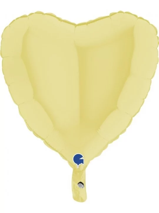 Ballon alu coeur jaune pastel mat 38cm Ballons alu