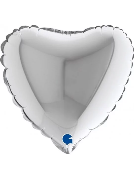 Ballon alu coeur argent 38cm Ballons alu