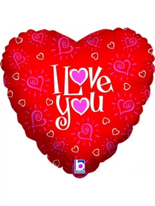 Ballon alu Love You Hearts 38cm Ballons alu