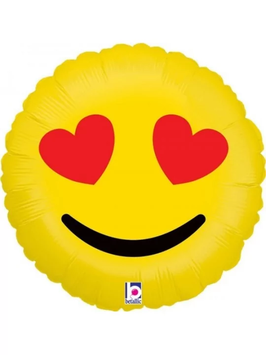 Ballon alu Emoji Hearts 38cm Ballons alu