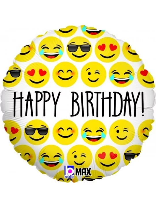 Folienballon Emoji Birthday 38cm Folienballons