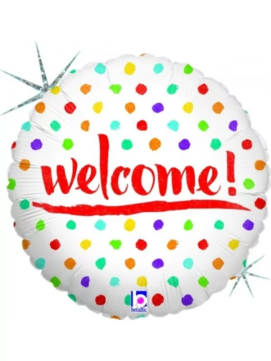 Ballon alu holographique Welcome Dots 38cm Ballons alu