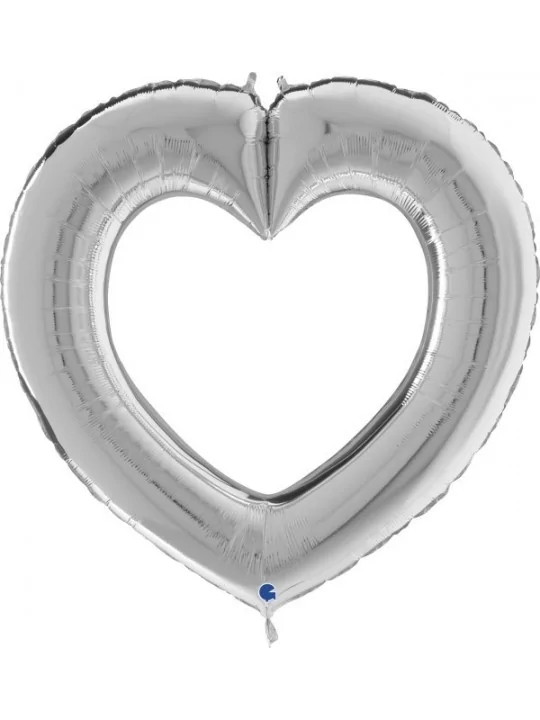 Folienballon Linky Coeur silber 85x84cm Folienballons