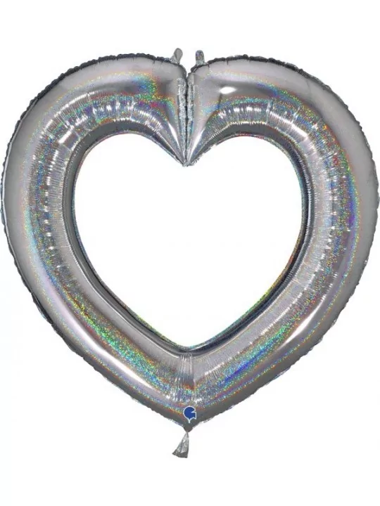 Ballon alu Linky irisé Coeur argent 85x84cm Ballons alu