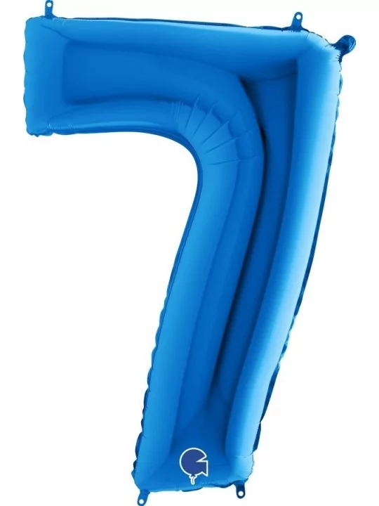 Grosser Zahlenballon blau -7- 62x91cm Folienballons