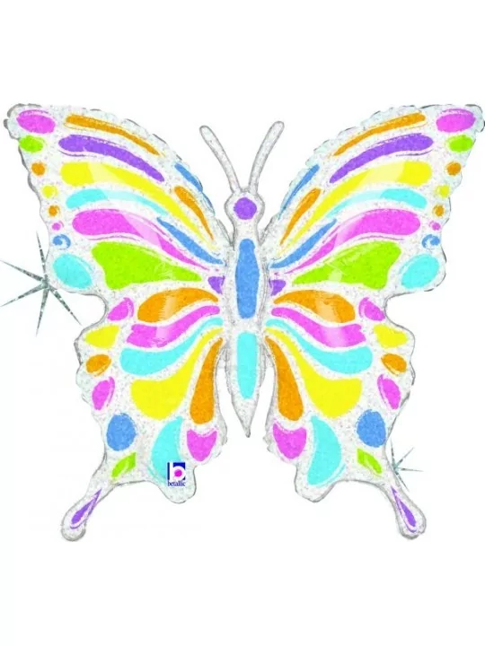 Ballon alu Figurine holo Papillon pastel 71x68cm Ballons alu