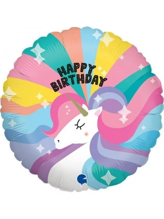 Petit Ballon alu -Happy Birthday- Licorne 25cm Ballons alu