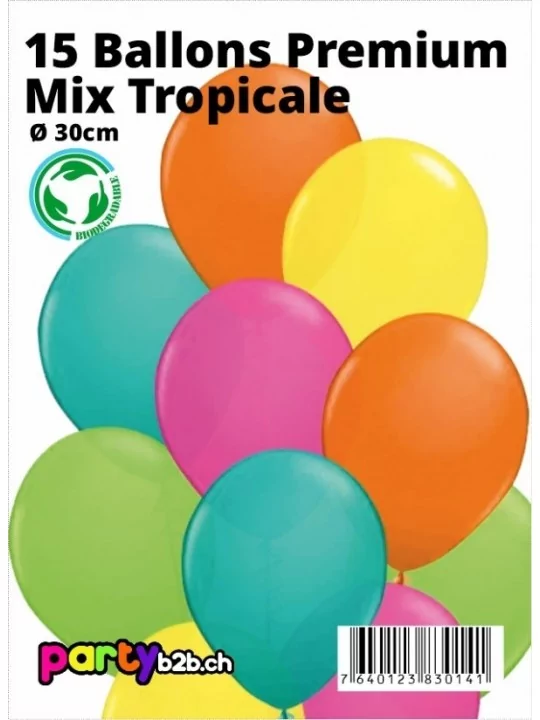 15 Ballons Sempertex Ø 30cm Tropical Mix Kit de Ballons