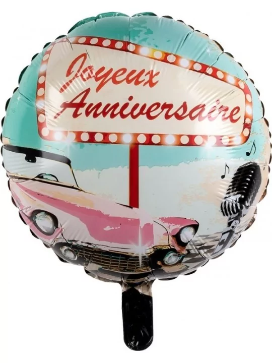 Ballon alu Rock -n Roll -Joyeux Anniversaire- 38cm Ballons alu