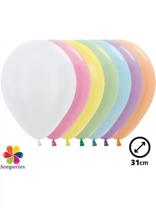 12 Ballons Sempertex Ø 30cm en couleurs satinées assorties Ballons 30cm - standard