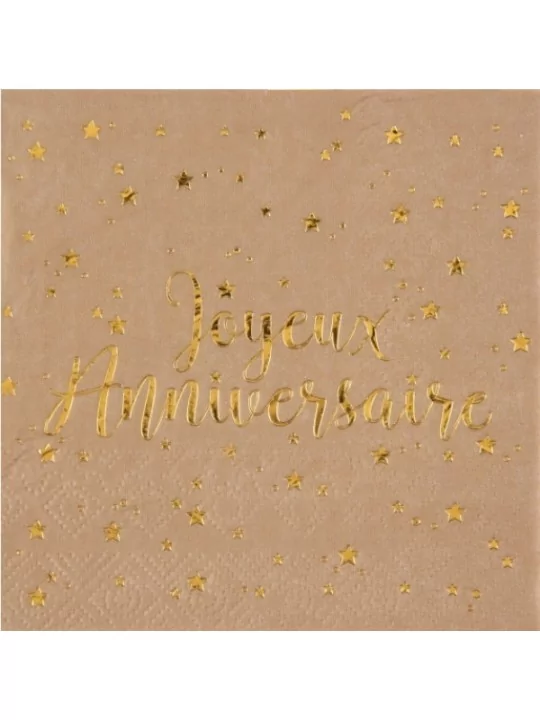 20 Servietten -Joyeux Anniversaire- 25cm Kraft Geschirr und Servietten