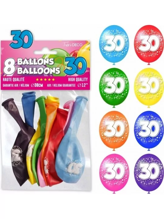 8 Luftballons 28cm -30- Latex Ballons