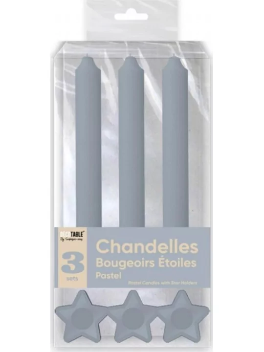 Bougies 17cm Etoile Gris Art de la table