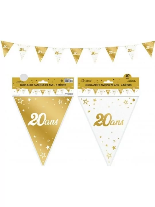 Wimpelgirlande 6m gold metallic -20 Ans- Saal Deko