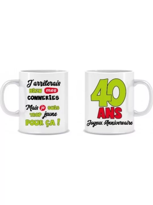 Mug Age Mixte 40 Ans Articles de fêtes