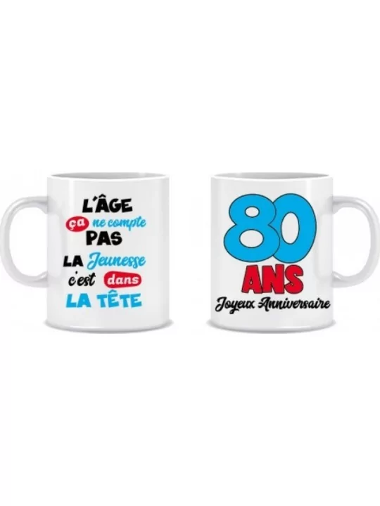 Mug Age Mixte 80 Ans Articles de fêtes