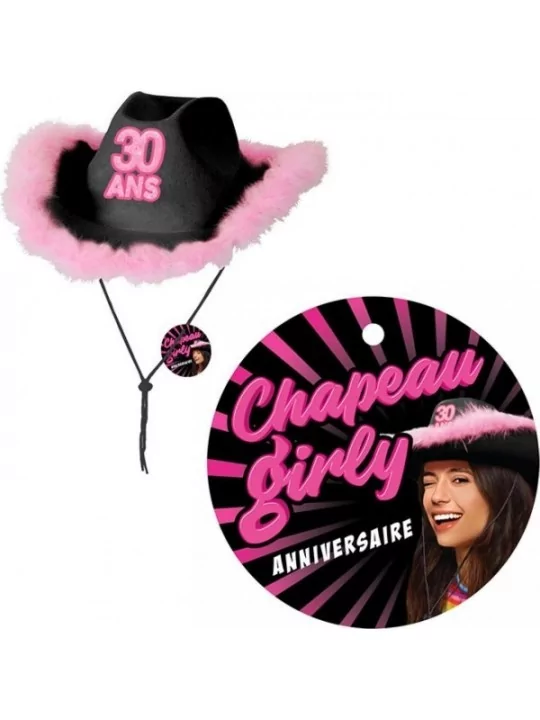 Chapeau Girly 30 Ans Noir Articles de fêtes