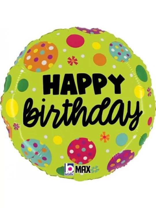 Folienballon 35cm -Happy Birthday- Dots Folienballons