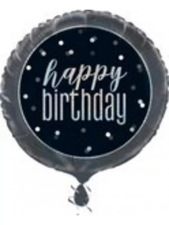 Folienballon 38cm Black Glitz -Happy Birthday- Folienballons