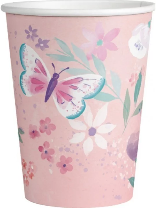 8 Pappbecher Flutter 250 ml Geschirr und Servietten