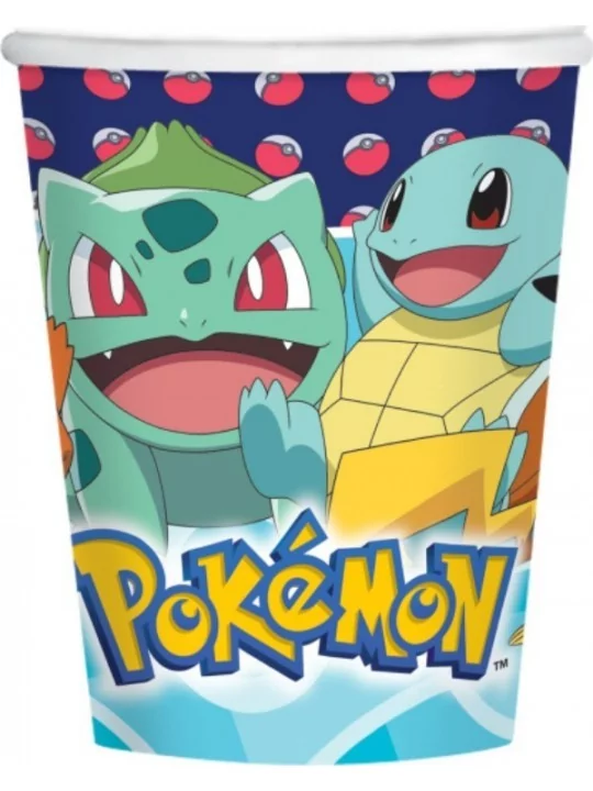 8 Pokemon Pappbecher 250 ml Geschirr und Servietten