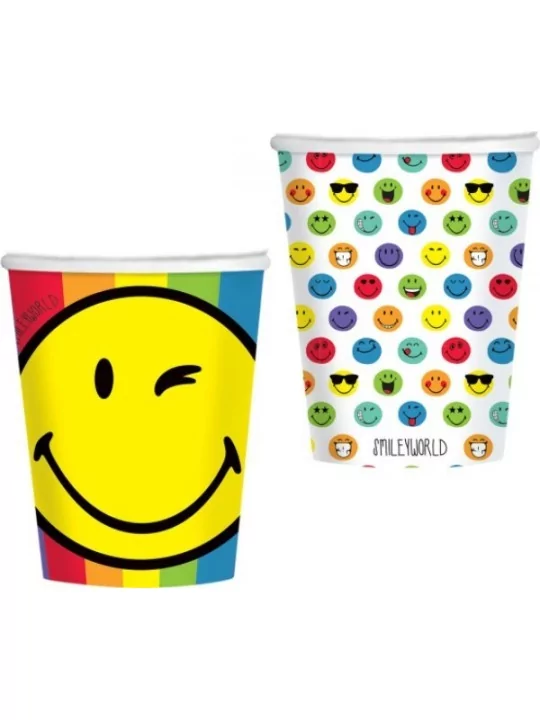 8 Pappbecher Smileyworld 250 ml Gedeckter Tisch