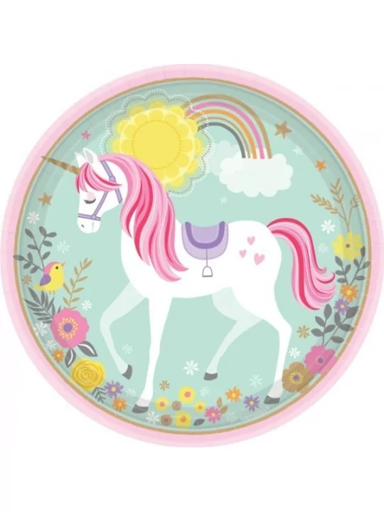 8 Pappteller Magical Unicorn 23cm Gedeckter Tisch